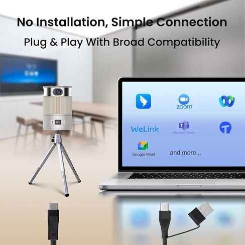 360 Conference Camera, 1080p HD Webcam Immersive Video Conference Experience, AI-Driven Speaker-Tracking, Both Overall and Speakers’ Close-up View, with Micro SD Slot, Stand in Kuwait