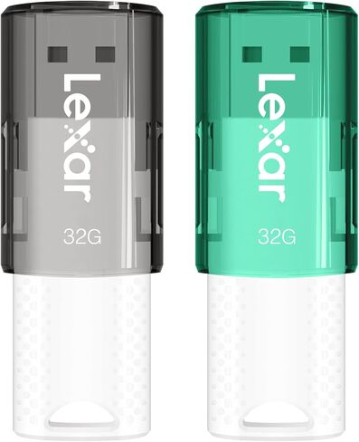 Lexar® JumpDrive® S60 USB 2.0 Flash Drives, 32GB, Black/Teal, Pack Of 2 Flash Drives, LJDS60-32GB2NNU in Kuwait