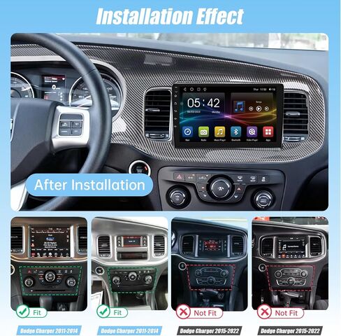 راديو سيارة 4+64 جيجا لسيارة دودج تشارجر 9 بوصة تعمل باللمس 2011 2012 2013 2014 ستيريو، Carplay لاسلكي/Andriod Auto/Bluetooth/WiFi // EQ Audio/AM/FM/ملاحة/كاميرا AHD in Kuwait