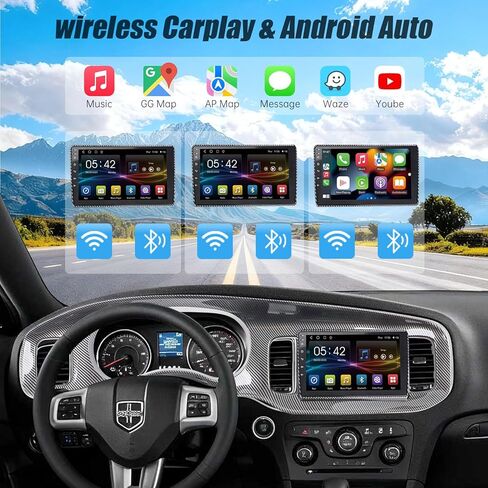 راديو سيارة 4+64 جيجا لسيارة دودج تشارجر 9 بوصة تعمل باللمس 2011 2012 2013 2014 ستيريو، Carplay لاسلكي/Andriod Auto/Bluetooth/WiFi // EQ Audio/AM/FM/ملاحة/كاميرا AHD in Kuwait