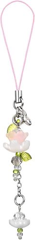 Pink Flower Phone Charms Cute Beaded Lily of the Valley Phone Straps Y2K Bag Charms for Women Keychain Bag Pendant Gift in Kuwait