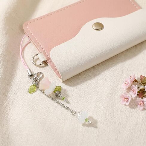 Pink Flower Phone Charms Cute Beaded Lily of the Valley Phone Straps Y2K Bag Charms for Women Keychain Bag Pendant Gift in Kuwait