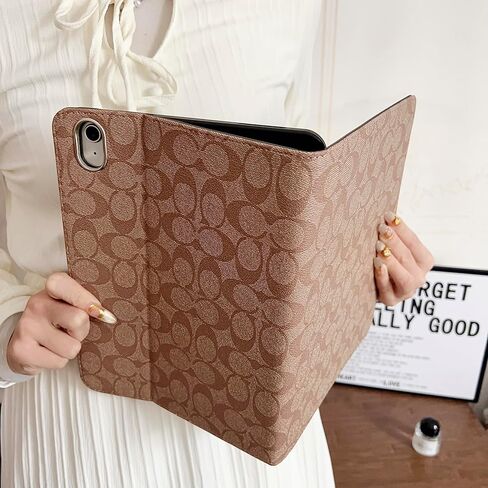 Brown Designer PU Leather Case for iPad 11th Generation 11-inch (2025, A16) & iPad 10th Generation 10.9-inch (2022), Soft TPU Back Cover with Pencil Holder, Multi-Angle Stand, Auto Sleep/Wake Function in Saudi Arabia