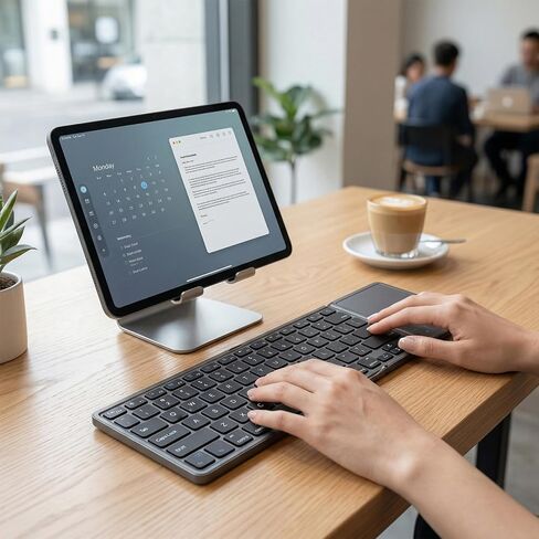 لوحة مفاتيح بلوتوث قابلة للطي من Gugxiom مع لوحة لمس لنظام iOS Android، لوحة مفاتيح سفر رقمية 2 في 1، محمولة ثلاثية الطي للعمل على الهاتف اللوحي والكمبيوتر المحمول in Kuwait