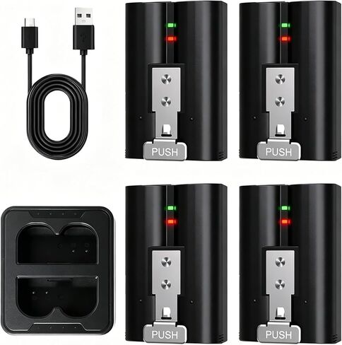 4-Pack Ring Battery 6040mAh with Charger for Ring Video Doorbell 2/3/4/3Plus, Stick Up Cam, Spotlight Cam, Rechargeable Li-ion Batteries 3.65V in Kuwait