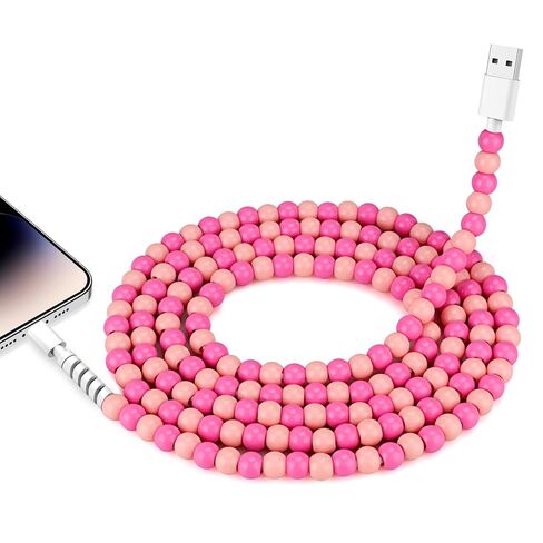 Coolden for iPhone Charger Cord 6FT Pink Beaded Charging Cord for Girls Women USB to iPhone Charging Cable Compatible with iPhone 14 13 12 11 Pro Max XR XS Max iPad Pro/Air/Mini and More in Saudi Arabia