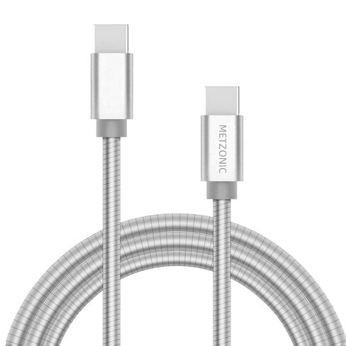 كابل USB C إلى USB C، سلك شاحن معدني مجدول من النوع C بطول 6.6 أقدام للحيوانات الأليفة، شحن سريع 60 واط PD لأجهزة iPhone 17/16/15 وMacBook وiPad وGalaxy والمزيد (فضي، 6.6 قدم، عبوتان) in Kuwait