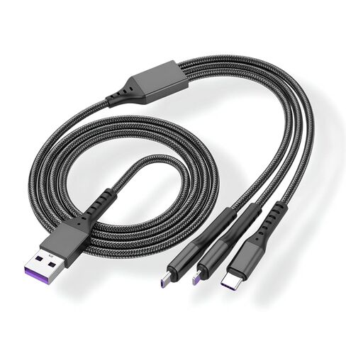 Multi Charging Cable 4ft 2 Pack 3 in 1 Charger Cord, Multiple Rapid Nylon Braided Cable USB Charging Cable Multi Phone Charger Cord with Type C Micro Lightning USB Connectors for Cell Phones in Kuwait