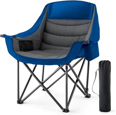 Padded Camping Chair for Adults 2 Pack Heavy Duty 500lbs Support Portable Folding Camping Chair with Cup Holder Cooler Pockets for Outdoor Beach Fishing Garden (Black & Dark Gray) in Saudi Arabia