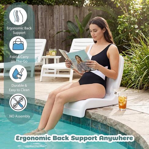 Karenhi 2 Pack Foldable Adult Pool Seat Portable Poolside Chair Stadium Seats with Back Support for Poolside Tailgating Beach Camping Picnic Chair Indoor Outdoor in Kuwait