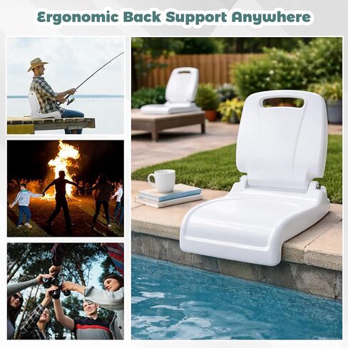 Karenhi 2 Pack Foldable Adult Pool Seat Portable Poolside Chair Stadium Seats with Back Support for Poolside Tailgating Beach Camping Picnic Chair Indoor Outdoor in Kuwait