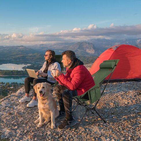 High Back Camping Chair for Adults, Folding Chair Supports 440 lbs, Lightweight Portable Backpacking Chair with Adjustable Pillow for Hiking & Camping in Saudi Arabia