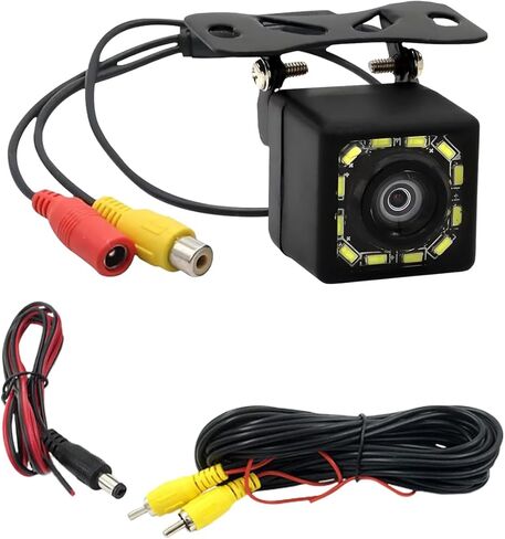 Universal Car Backup Camera, HD 170° Wide Angle Long License Plate Frame Parking Cameras, Waterproof 12 LED Night Vision Auto Rear View Reverse Camera for Car, Truck, SUV (Black) in Saudi Arabia
