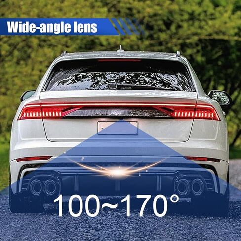 Universal Car Backup Camera, HD 170° Wide Angle Long License Plate Frame Parking Cameras, Waterproof 12 LED Night Vision Auto Rear View Reverse Camera for Car, Truck, SUV (Black) in Saudi Arabia
