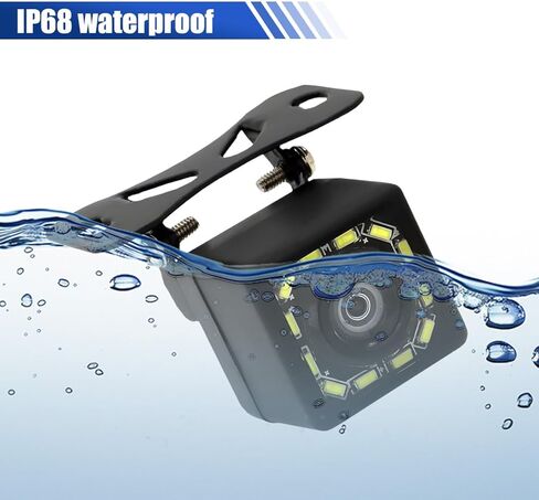 Universal Car Backup Camera, HD 170° Wide Angle Long License Plate Frame Parking Cameras, Waterproof 12 LED Night Vision Auto Rear View Reverse Camera for Car, Truck, SUV (Black) in Saudi Arabia