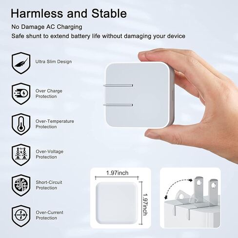 شاحن سريع USB-C من قطعتين لهاتف iPhone 17، شاحن حائط، يأتي مع كابل شحن من النوع C بطول 4 أقدام، متوافق مع iPhone 17/16/16 Plus/16 Pro/16 Pro Max/iPhone 15/15 Pro Max/iPad Pro/AirPods. in Kuwait