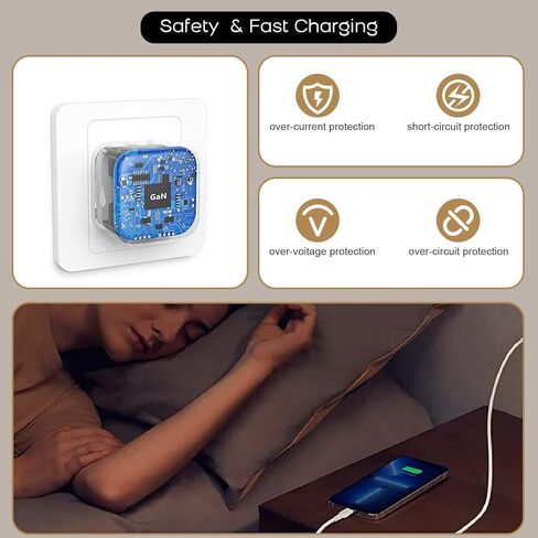 شاحن سريع USB-C من قطعتين لهاتف iPhone 17، شاحن حائط، يأتي مع كابل شحن من النوع C بطول 4 أقدام، متوافق مع iPhone 17/16/16 Plus/16 Pro/16 Pro Max/iPhone 15/15 Pro Max/iPad Pro/AirPods. in Kuwait