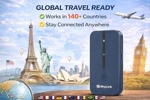 4G LTE Portable WiFi Hotspot, 10GB US Data Included (30 Days, Activation Required), Works in 140+ Countries, No SIM Required, Connect Up to 10 Devices, Travel Pocket WiFi – SkyLink Global in Kuwait