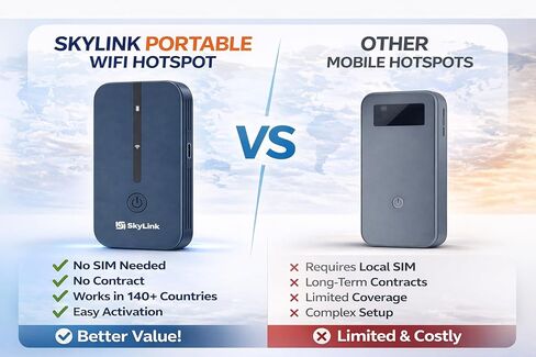 4G LTE Portable WiFi Hotspot, 10GB US Data Included (30 Days, Activation Required), Works in 140+ Countries, No SIM Required, Connect Up to 10 Devices, Travel Pocket WiFi – SkyLink Global in Kuwait