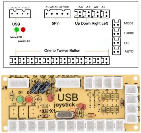 DIY Zero Delay Arcade USB Encoder Board Cable Set to Joystick for Mame Jamma PC in Kuwait