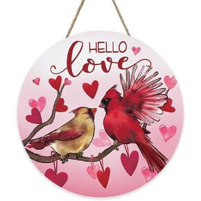 Bolisom Hello Valentine's Day Black Cat Front Door Sign, Kitty Love Heart Pink Wood Door Hanger Outdoor Outside Porch Decor, Anniversary Wedding Wooden Wreath Indoor Wall Hanging Decoration in Kuwait