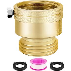 2 PCS Brass Vacuum Breaker Set 3/4 Inch GHT Solid Brass Anti-Siphon Bib Valve for Vacuum Breaker Outside Faucet RV Hose Connection Backflow Preventer Connector with Tape、Extra washers in Saudi Arabia