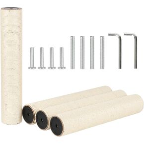 4 Pcs 3.3" 8.4cm Diameter Cat Scratching Post Replacement Pole with Screws and Bolts and Wrench for Cat Tree Condo (M10, 40cm/15.75in) in Kuwait