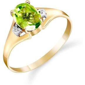 Galaxy Gold GG 0.76 CARAT 14K Solid Gold Ring مع الماس الأصلي و peridot الطبيعية على شكل بيضاوي in Kuwait