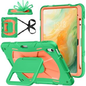 DTTO for iPad A16 Case, iPad 11th / 10th Generation Case (2025/2022), 360 Degree Rotating Stand Full-Body Drop Protection Case with Pencil Holder and Shoulder Strap for Kids, Blue Pink in Kuwait