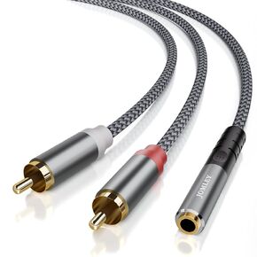 3.5mm Female to 2 RCA Male Stereo Audio Cable 1FT, Gold Plated RCA to 3.5mm Female Jack Adapter Y Splitter Aux Cord for Smartphones, MP3 Players, Tablets, Speakers, Home Theater in Saudi Arabia