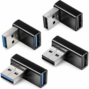 4 حزم محول USB 3.0 90 درجة، محول موصل موسع USB بزاوية أعلى وأسفل، زاوية يسار ويمين USB موسع محول ذكر إلى أنثى للكمبيوتر الشخصي والكمبيوتر المحمول والماوس ولوحة المفاتيح in Kuwait