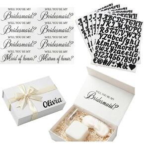 مجموعة ملصقات هدايا اقتراح العروس للعروس لتكون، 16 قطعة من ملصقات Will You Be My Bridesmaid & Maid of Honor Proposal، حروف أبجدية من الفينيل للتخصيص (ذهبي) in Kuwait