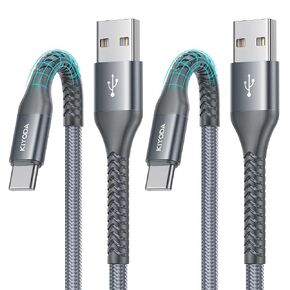 كابل USB إلى USB C شحن سريع 3A [عبوة من قطعتين بطول 6 أقدام]، كابل USB A إلى USB C لتشغيل السيارة، شاحن USB من النوع C فائق المتانة لهاتف iPhone 17/16/15/Pro Max، Samsung Galaxy S26 والمزيد من الترقية in Kuwait