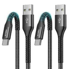 كابل USB إلى USB C شحن سريع 3A [عبوة من قطعتين بطول 6 أقدام]، كابل USB A إلى USB C لتشغيل السيارة، شاحن USB من النوع C فائق المتانة لهاتف iPhone 17/16/15/Pro Max، Samsung Galaxy S26 والمزيد من الترقية in Kuwait