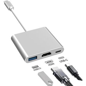 محول USB-C إلى HDMI (4K@30 هرتز)، محول USB-C رقمي AV متعدد المنافذ إلى التلفزيون مع شحن سريع PD100W، USB3.0 و4K HDMI، متوافق مع iPhone 16/15، iPad pro Mackbook Pro، iMac، Chromebook in Kuwait