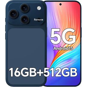 D17 Ultra Unlocked Cell Phones,5G Android 15 Unlocked Phones with 5000mAh Battery,Snapdragon888, 32+104MP Camera,16GB+512GB Smartphone, 6.9“ HD Screen, Dual SIM+Memory Expansion,Blue in Kuwait