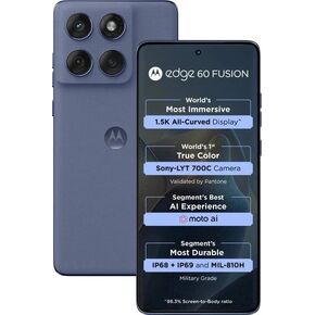 Motorola Moto Edge 60 Fusion 5G Ai (متوافق مع Tmobile Mint Tello & Global) (256 جيجابايت + 8 جيجابايت) NFC 50 ميجابكسل كاميرا ثلاثية مزدوجة الشريحة 6.67 بوصة منحنية XT2503-1 إصدار أمريكي لاتيني (Slipstream (أزرق)) in Kuwait