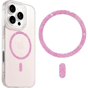 مجموعة تحويل الملصقات Magsafe ذات الحلقات المغناطيسية العالمية المتوافقة مع سلسلة iPhone 16/15/14/13/12 وجميع حافظات الهاتف، للشحن اللاسلكي وحامل حامل مغناطيسي للسيارة (4، وردي) in Kuwait