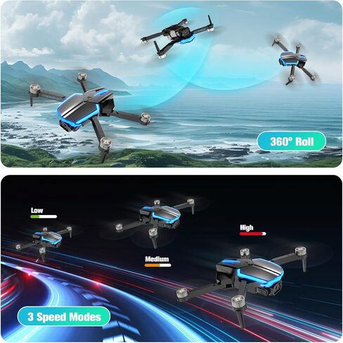 كاميرا بدون طيار بدقة 1080 بكسل للبالغين والأطفال، كاميرا مزدوجة، فيديو مباشر FPV، محرك بدون فرشاة، صورة سيلفي للإيماءات، إقلاع بمفتاح واحد، السفر والخارج، هدية طائرة بدون طيار للمبتدئين in Kuwait