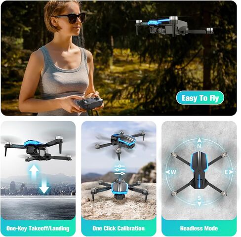 كاميرا بدون طيار بدقة 1080 بكسل للبالغين والأطفال، كاميرا مزدوجة، فيديو مباشر FPV، محرك بدون فرشاة، صورة سيلفي للإيماءات، إقلاع بمفتاح واحد، السفر والخارج، هدية طائرة بدون طيار للمبتدئين in Kuwait
