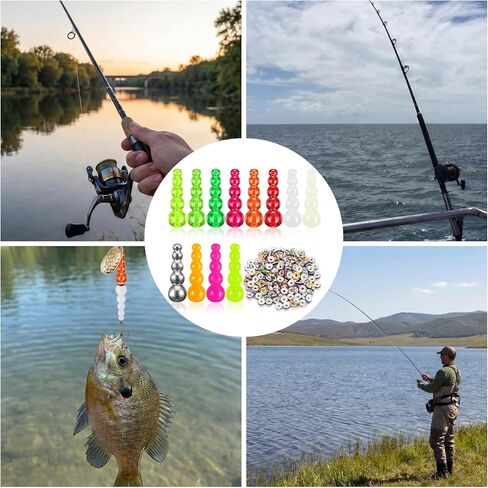 160 Pcs Fishing Beads 12 Pcs Stacked Fishing Beads for Spinner Rig Making Perch Spinner Rig Lure Making Supplies for Trout Walleye DIY Saltwater Freshwater in Saudi Arabia