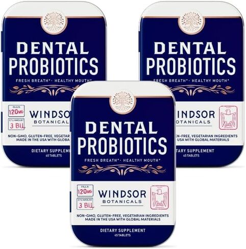 البروبيوتيك للأسنان واللثة - البروبيوتيك عن طريق الفم لرائحة الفم الكريهة - 3BN CFU Lactobacillus Salivarius Tablets Paracasei Rhamnosus Streptococcus - 90 بروبيوتيك للأسنان قابل للمضغ في علب السفر in Kuwait