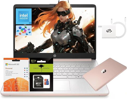 كمبيوتر محمول HP 14 بوصة، معالج Intel N150 (Beat i3) ذاكرة وصول عشوائي 16 جيجابايت وتخزين 256 جيجابايت (128 جيجابايت UFS + بطاقة SD 128 جيجابايت) مكتب لمدة عام 365 Copilot AI Win11 WiFi6 أجهزة الكمبيوتر المحمولة - كمبيوتر لطلاب الأعمال مع ملحق GM in Kuwait