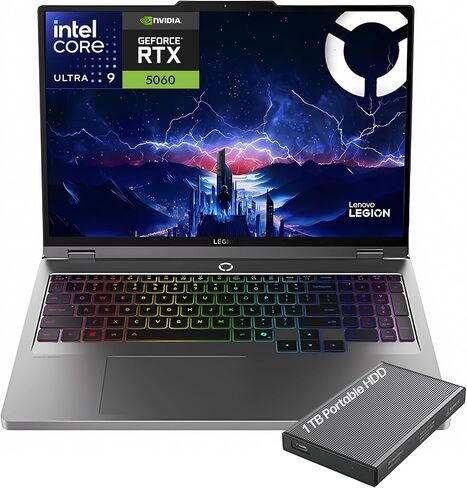 Lenovo Legion 5i 16" Gaming Laptop, 2.5K WQXGA Display 240Hz, Intel Core Ultra 9-275HX, NVIDIA GeForce RTX 5060, 16GB DDR5 RAM, 1TB SSD, Wi-Fi 7, RGB Backlit, Windows 11 Home, w/1TB Portable HDD in Kuwait