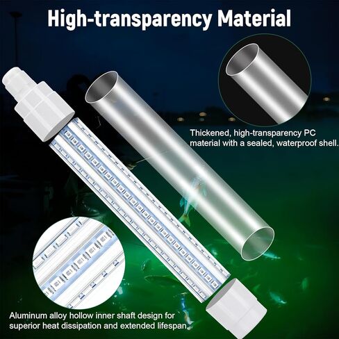 Underwater Green Fishing Light, 12V Brightness IP68 Waterproof LED Underwater Fishing Light for Fish Crappie and Squid Attracting, 1600 lumens for Boats Docks Kayaks Marines (16.4ft) in Kuwait