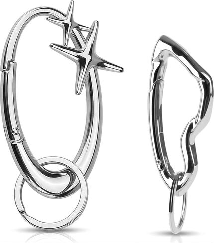 2 Pcs Large Y2K Star Carabiner Keychain, Silver Alloy Irregular Key Ring for Backpack Purse, Silver in Kuwait