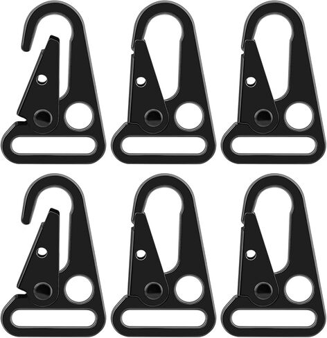 6pcs Metal Tactical Snap Hook 1 Inch Metal Snap Hook Heavy Duty Snaps Hooks Sling Clips Metals Clip Hooks for Paracord Outdoors Bag Backpack Keychain Lanyard Accessories(Black) in Kuwait
