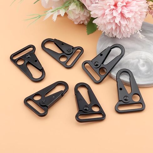 6pcs Metal Tactical Snap Hook 1 Inch Metal Snap Hook Heavy Duty Snaps Hooks Sling Clips Metals Clip Hooks for Paracord Outdoors Bag Backpack Keychain Lanyard Accessories(Black) in Kuwait