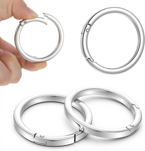 4PCS Metal O Ring Round Carabiner 1.89inch Large Silver Key Rings Heavy Duty Keychain Flat Spring O-Ring Keysring Clip for Purse Strap Handbag Key Chain Hooks Accessoriess in Kuwait