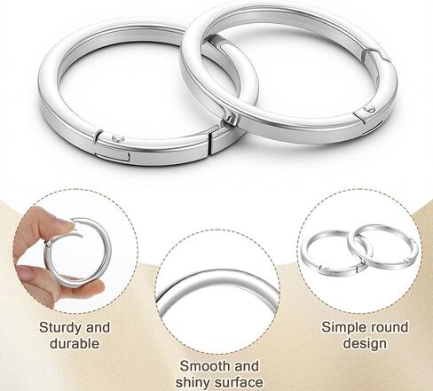 4PCS Metal O Ring Round Carabiner 1.89inch Large Silver Key Rings Heavy Duty Keychain Flat Spring O-Ring Keysring Clip for Purse Strap Handbag Key Chain Hooks Accessoriess in Kuwait